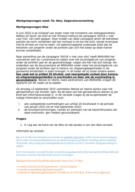 Opdr Week A Vragen En Antwoorden Week A Bestuursrecht