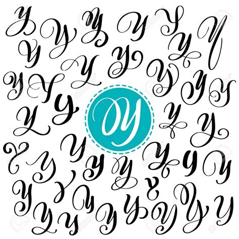 Set Of Hand Drawn Vector Calligraphy Letter Y. Script Font. Isolated ...