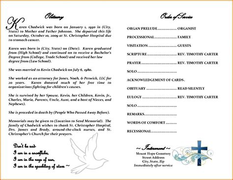 Free Editable Obituary Template Word