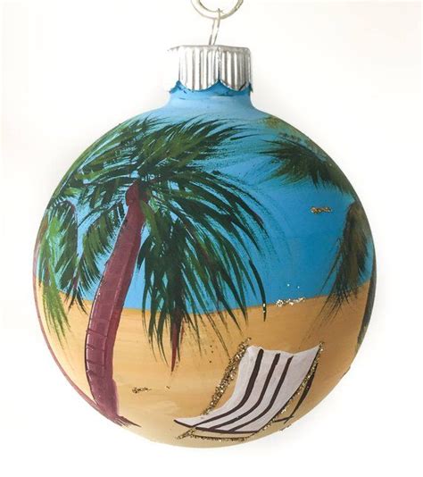 Hand Painted Beach Christmas Ornament Palm Tree Tropical Etsy