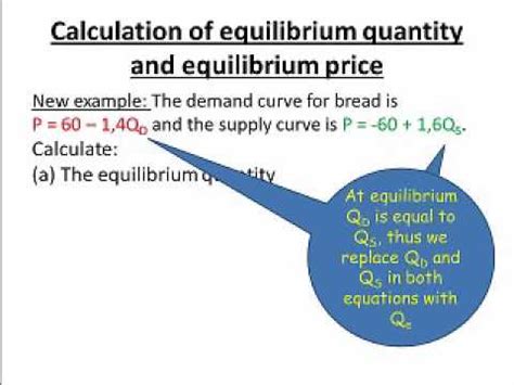 Calculation Of Equilibrium Quantity And Equilibrium Price Youtube