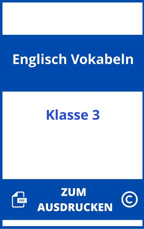 Englisch Vokabeln 4 Klasse Zum Ausdrucken