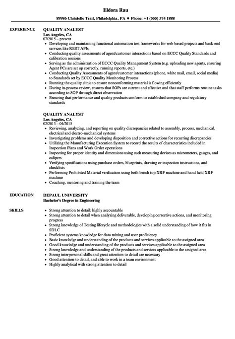 Quality Analyst Resume Samples Velvet Jobs