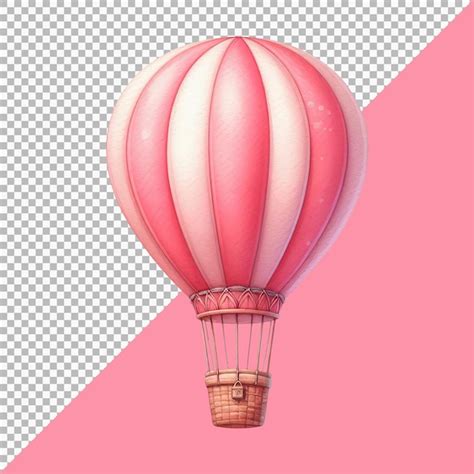 Illustration Of A Pink Hot Air Balloon On A Transparent Background Premium AI Generated PSD