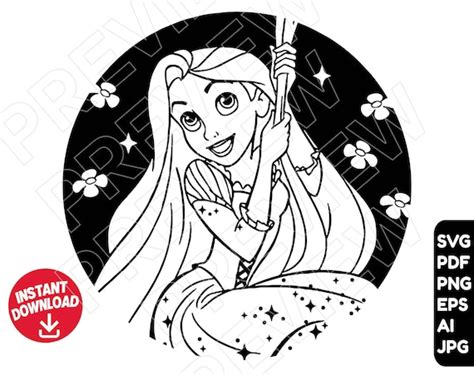 Rapunzel Svg Tangled Svg Vector Cut File Disney Princess Svg Etsy