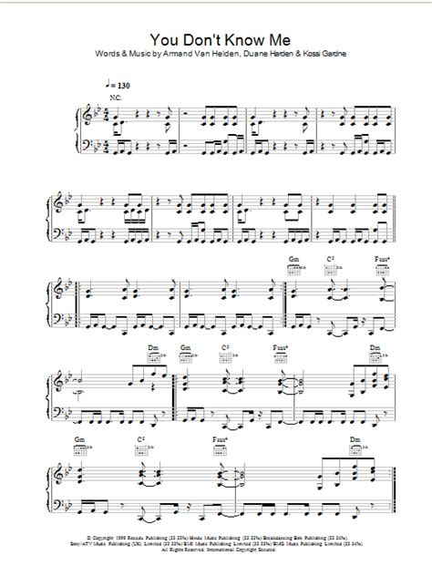 You Don T Know Me By Armand Van Helden Sheet Music For Piano Vocal