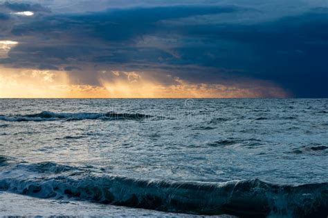 View of Mediterranean Sea at Sunset Stock Photo - Image of panorama ...