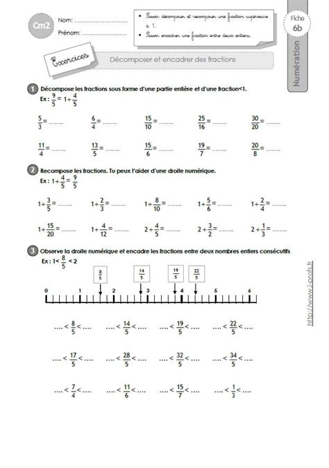 Cm2 Exercices Décomposer Les Fractions