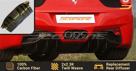 Scopione Carbon Rear Bumper Diffuser Ferrari 458 Italia Spider