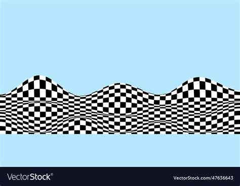 Wavy checkered pattern on blue background black Vector Image