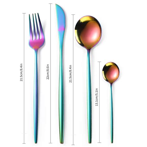 16 Piece Stainless Steel Cutlery Set Rainbow Kitchenware Crew