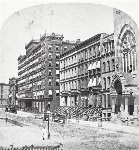 New York City Windsor Hotel Fifth Avenue 1880 High Res Vector Graphic