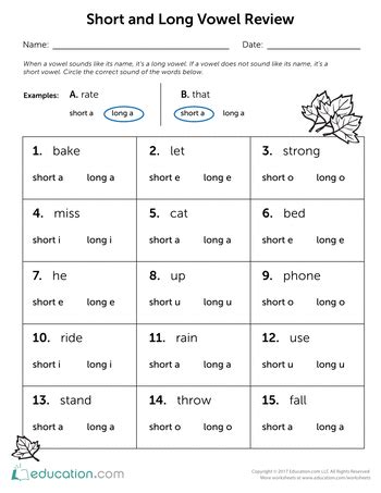 Long And Short Vowel Review Interactive Worksheet Education