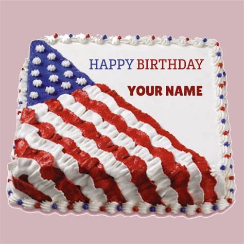 Write-Name-on-Happy-Birthday-USA-Flag-Cake-Namepix | Flag cake, Birthday sheet cakes, Cake writing