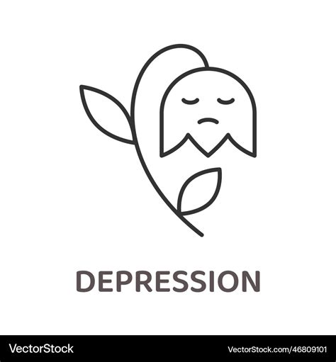 Depression Icon Symbol Of Sadness Loneliness Vector Image