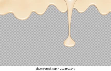 Flowing Realistic Liquid Mayonnaise On Transparent Stock Vector