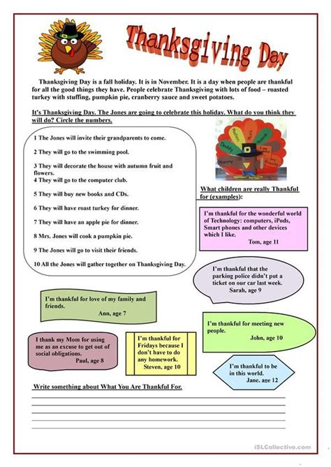 Free Thanksgiving Esl Worksheet Download Free Thanksgiving Esl Worksheet Png Images Free