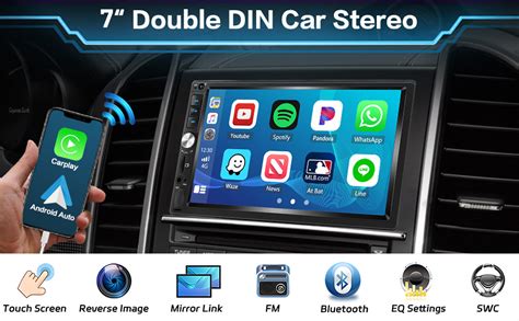 Inefala 7 Inch Double Din Carplay Stereo Compatible With Apple Carplay And Android