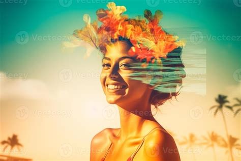Summer Themed Double Exposure Bikini Portrait Stock Photo At Vecteezy