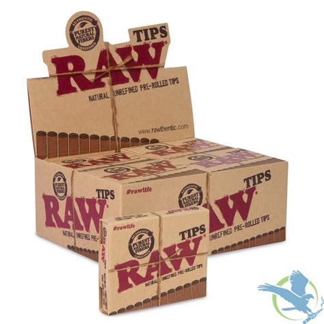 Raw Filter Tips Natural Unrefined Pre Rolled Tips Original 20 Pack Rolling Papers