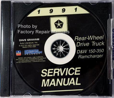 1991 Dodge Pickup Truck Ramcharger Factory Shop Service Manual Cd