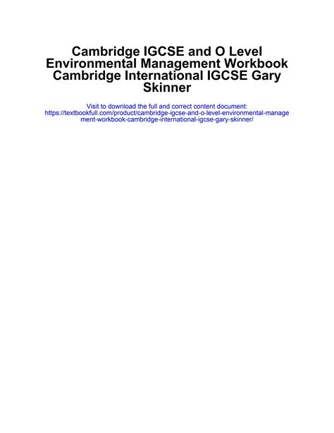 Cambridge Igcse And O Level Environmental Management Workbook Cambridge