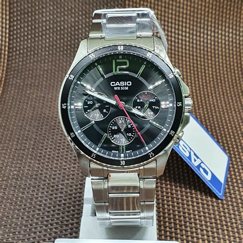 Casio MTP 1374D 1A Enticer Black Analog Stainless Steel Quartz Men S