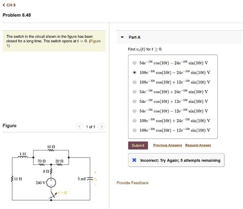 SOLVED Chapter 8 Problem 8 48 The Switch In The Circuit Shown In The