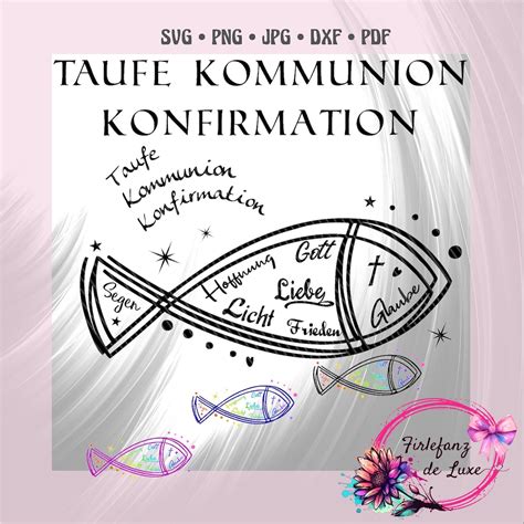 Taufe Kommunion Konfirmation Christlicher Fisch Plotterdatei Svg