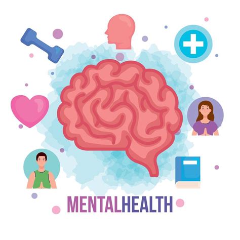 Mental Health Concept And Brain With Health Icons Vector Art