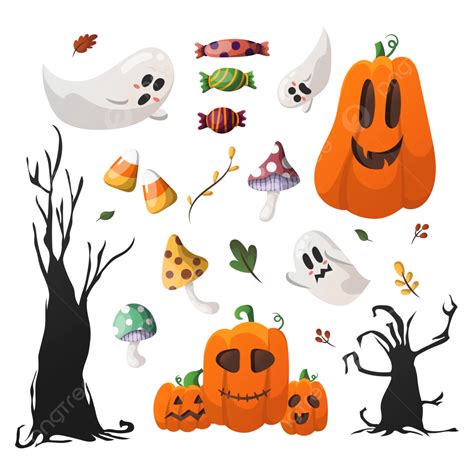 Illustration Of Halloween Elements Set Vector Halloween Ghost Pumkin