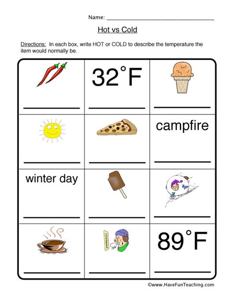 Hot And Cold Pictures Worksheet Have Fun Teaching