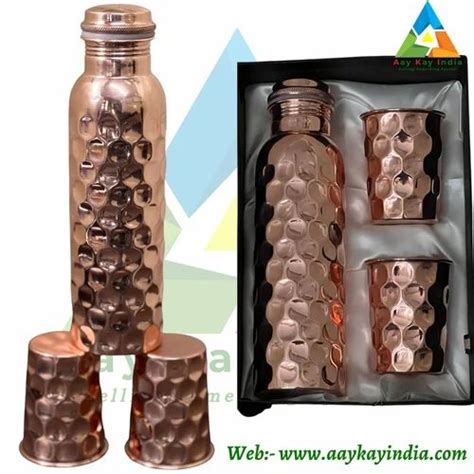 Polished Hammered Copper Glass Bottle Set Screw Cap 1000 ML At Rs 910