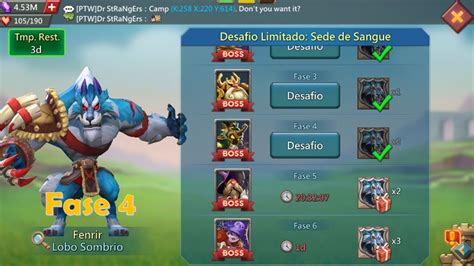 Lords Mobile Desafio Limitado Sede De Sangue Fenrir Lobo Sombrio