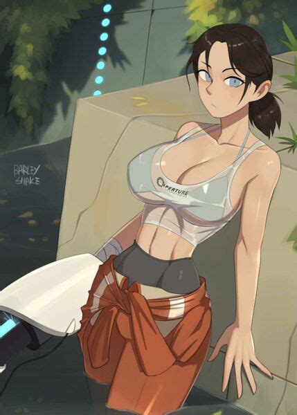 Chell Is Soaked After Solving A Difficult Puzzle Barleyshake Portal