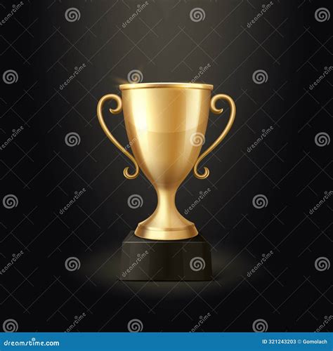 Vector 3d Realistic Blank Golden Champion Cup Icon Closeup On Black