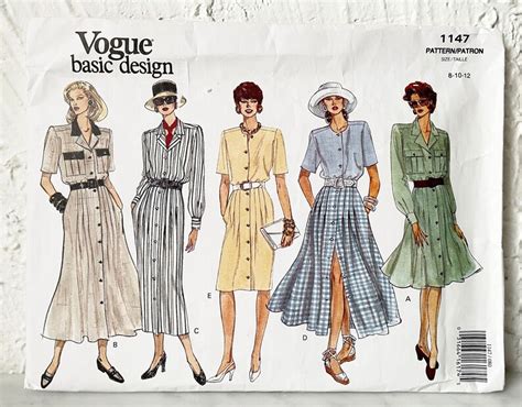 Vogue Basic Design Dress Loose Fitting Blouson Back Vintage Sewing