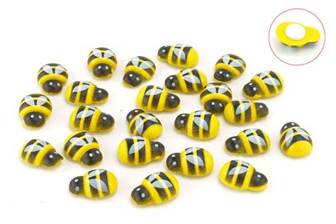 Abeilles adhésives en bois 24 pièces Déco en bois peints 10 Doigts