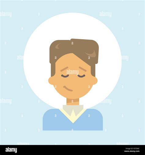 Male Closed Eyes Emotion Profile Icon Man Cartoon Portrait Happy