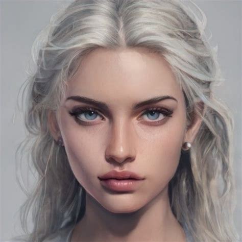 Аквина Silver White Hair Silver Hair Girl Character Portraits