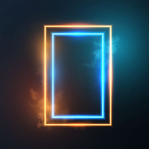 Glowing Neon Lighting Frame With Cyan And Orange Background 3853764