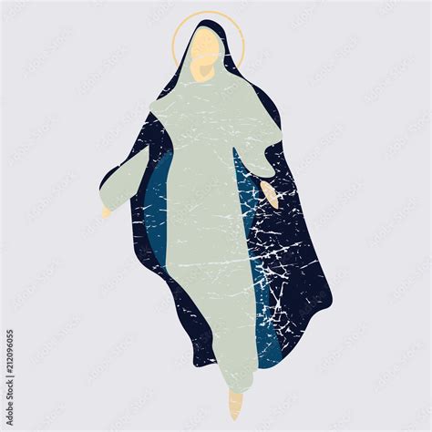 Vecteur Stock Distressed Vector Illustration The Assumption Of Mary