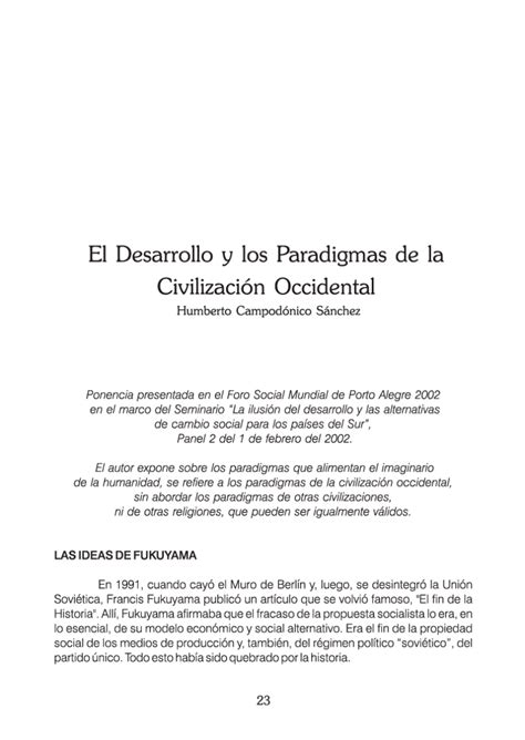 PDF El Desarrollo y los Paradigmas de la Civilización Occidental