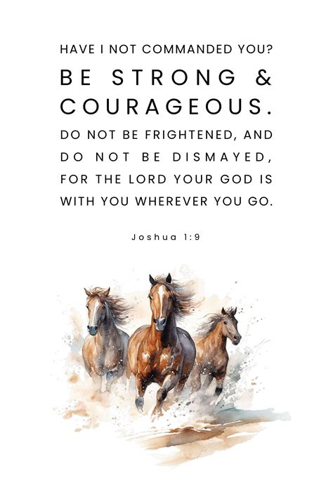 Joshua 19 Be Strong And Courageous Bible Verse Wall Art Etsy