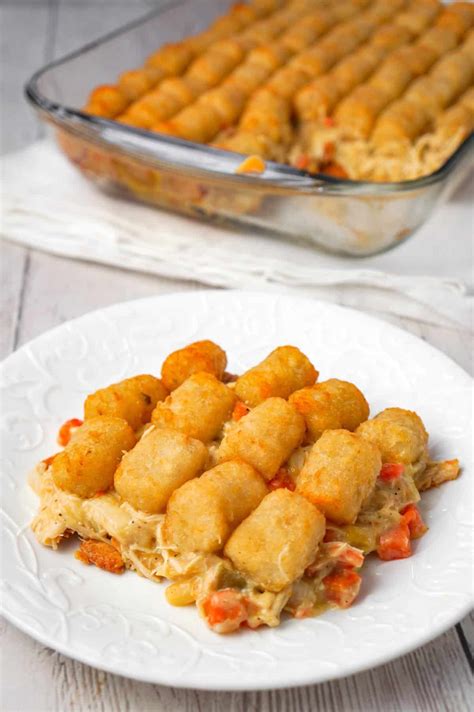 Chicken Pot Pie Tater Tot Casserole Is An Easy Dinner Recipe Using