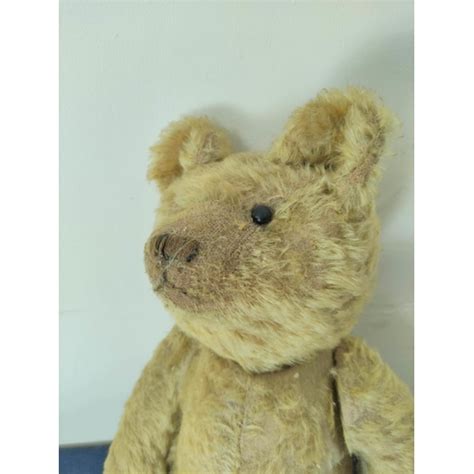 Early Th Century Straw Filled Mohair Teddy Bear With Hunch Back A F