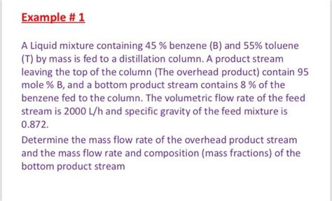 Solved Example A Liquid Mixture Containing Benzene Chegg