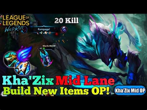 LOL WildRift Kha Zix Mid Lane Gameplay New Item Runes Build Patch