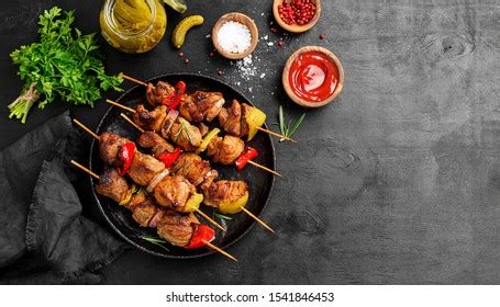 Kebabs Grilled Meat Skewers Shish Kebab Stock Photo 1541846453 ...