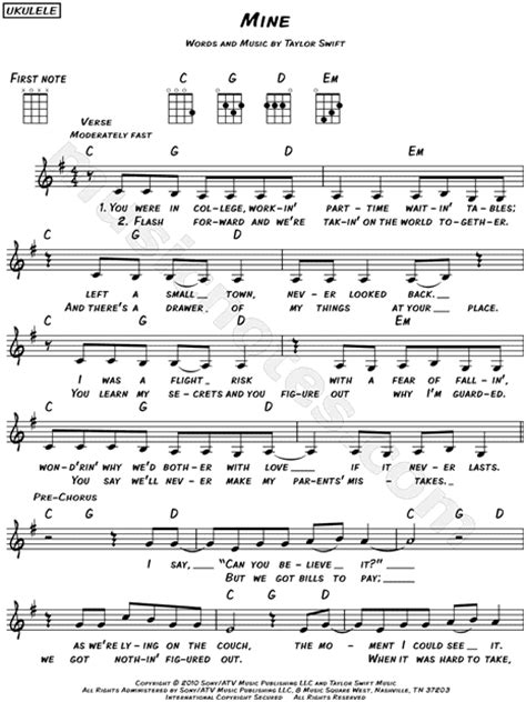 Mine Taylor Swift Guitar Chords